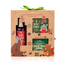 Accentra Hello Winter Gingerbread & Cranberry Bath Set + Music Box