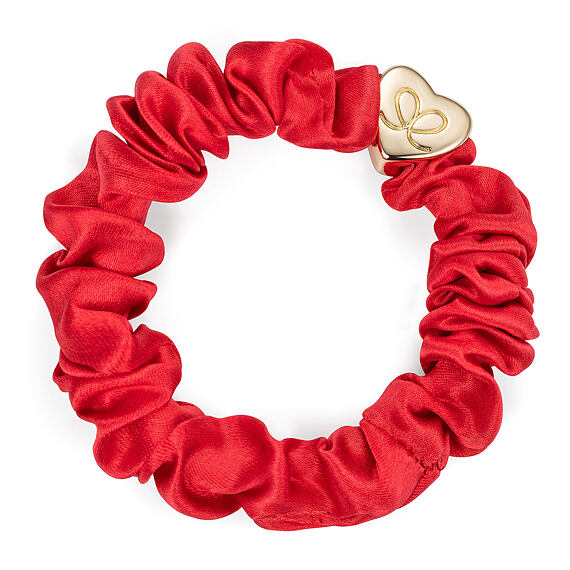By Eloise London Gold Heart Silk Scrunchie Red Leopard