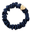 By Eloise London Gold Heart Silk Scrunchie - Navy Blue