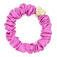 By Eloise London Gold Heart Silk Scrunchie - Bubblegum Pink